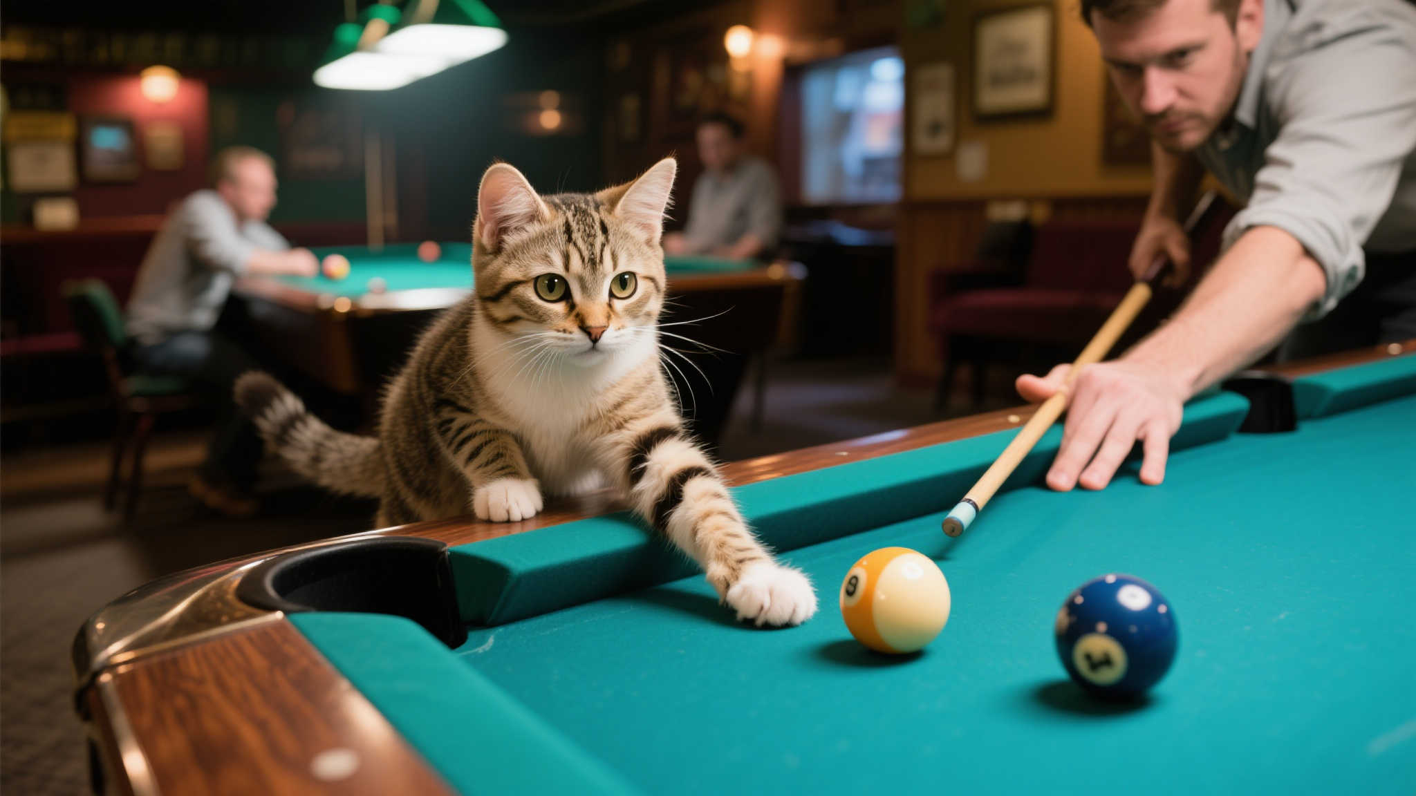 台球室流浪猫自学成才变身顶级球友，失误时还能助你一杆进洞！